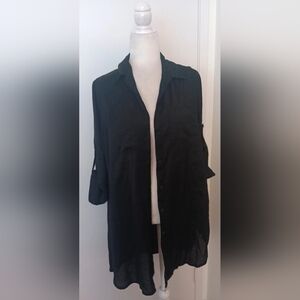 Chic Black Button-Up Swim Coverup